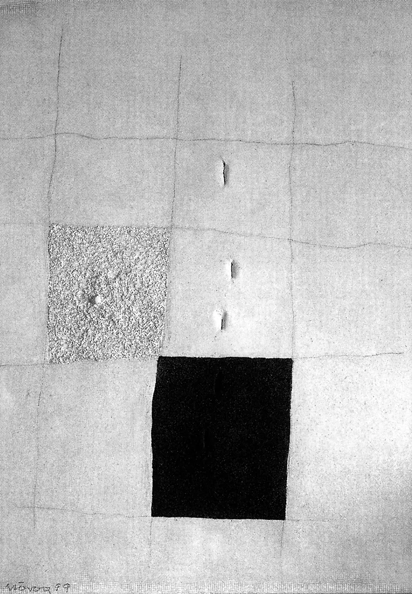 Novoa. From the series Fifteen Variations for a Black Square, 1999. Mixed media on paper. 39,3 x 47,2 in. Maison de L'Amerique Latine.