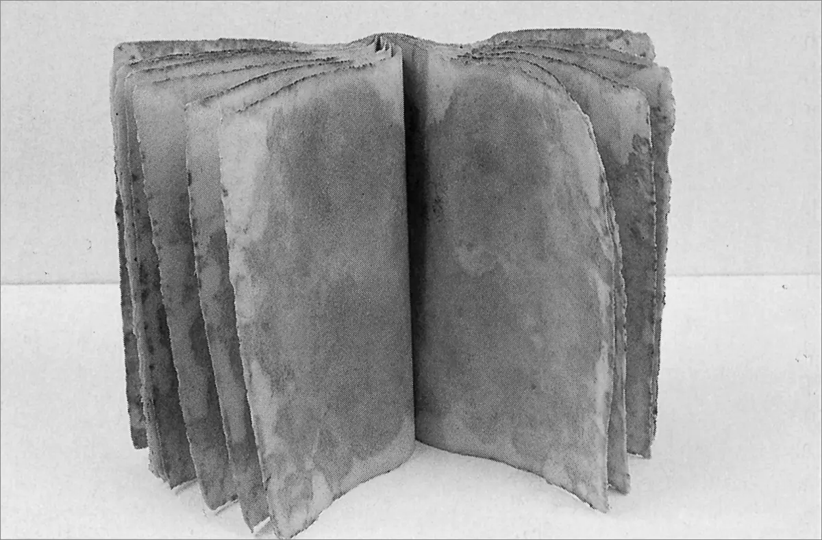 Susana Jaime-Mena. Book 1,1999. Waxon paper. 7,5 x 9.6 x 5,5 in.